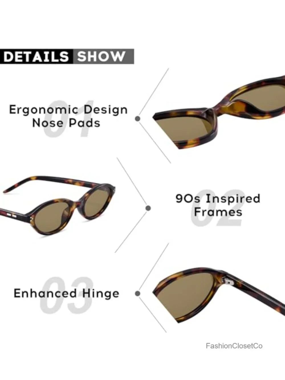 Polarized Retro Oval Cat Eye Sunglasses UV400 Narrow Frame